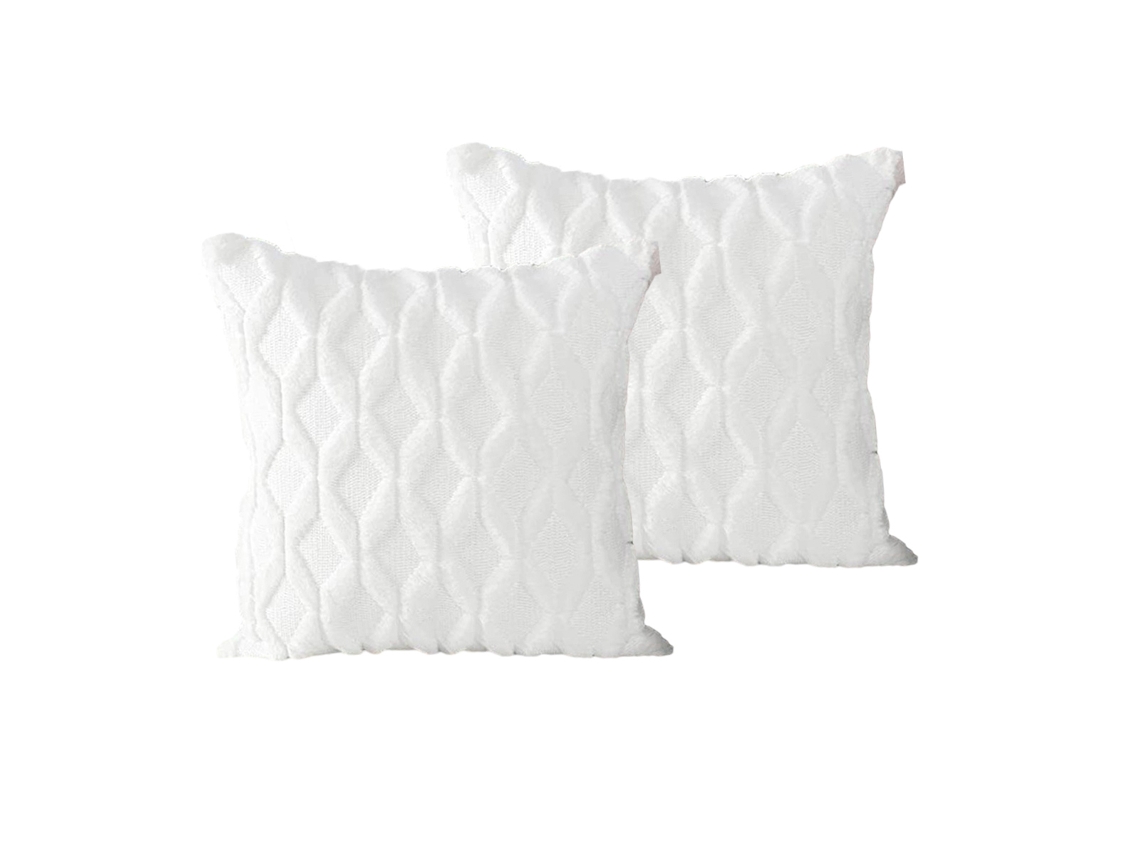 Juego De 2 Fundas De Cojín Cortas De Terciopelo De Lana, 45 X 45 Cm