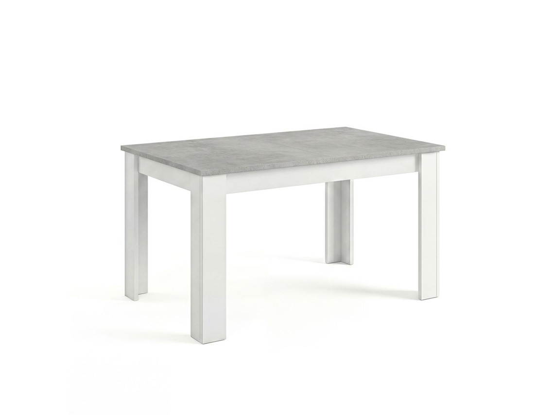 Mesa De Comedor Extensible 123-173x75 Cm Sira Blanco Artik (blanco Mate) - Gris Cemento 123 X 78 X 75 Cm