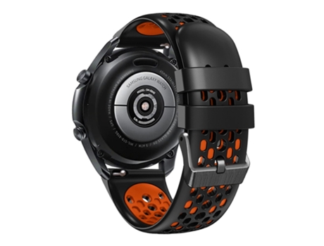 Correa de Silicona 22mm dos colores con cinco filas de orificios para Samsung Galaxy Watch 3 45mm/Huawei Watch GT3 Pro 46mm - negro/naranja