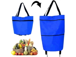 Carrito de compras plegable 2 en 1 con cremallera de dos etapas, ruedas y bolsa de compras (a 1b) GOKOCO (negro)