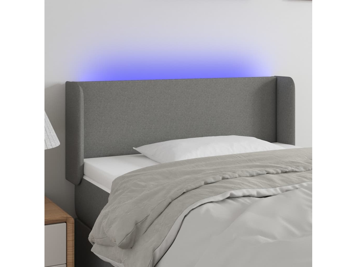 Cabecero Con Led De Tela Gris Oscuro 103x16x78/88 Cm
