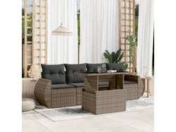 Conjunto de sofás de jardín de 5 piezas DKD Home Decor con cojines de mimbre gris