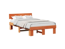 Maison Exclusive - Estructura De Cama Con Cabecera Marrón Cera 135 X 190 Cm