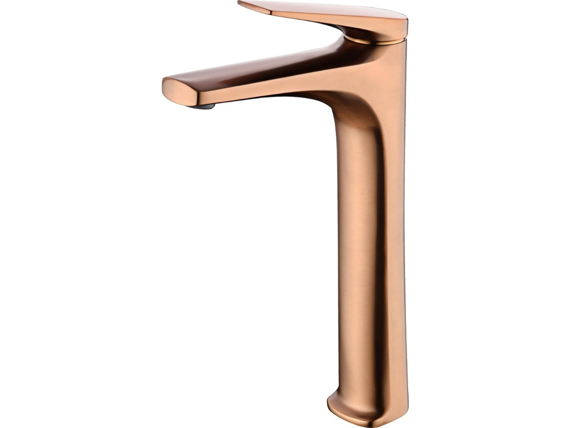 Grifo monomando con caño alto para lavabo de latón Oro Rosa Cepillado MICE COLLECTION