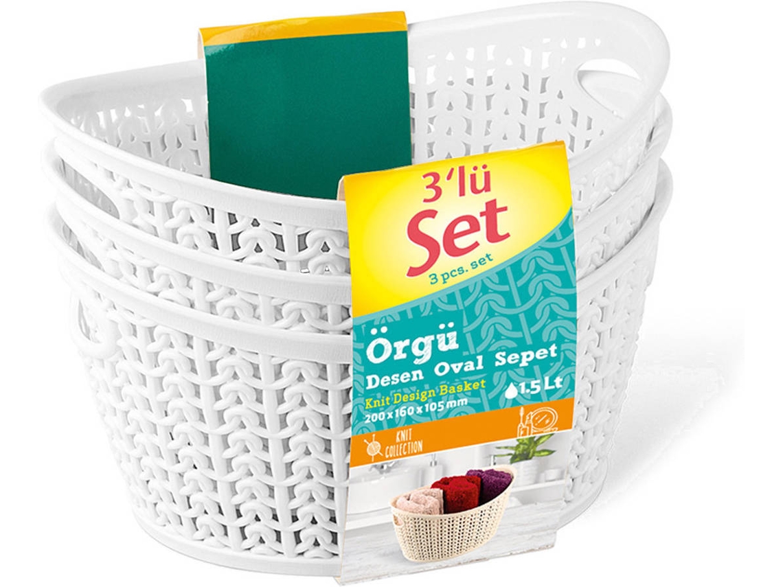 Kit 7h HOUSE 3 Cestas Ovaladas AZul 1,5 Litros