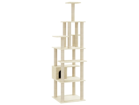 vidaXL Rascador para gatos con postes de sisal crema 183 cm
