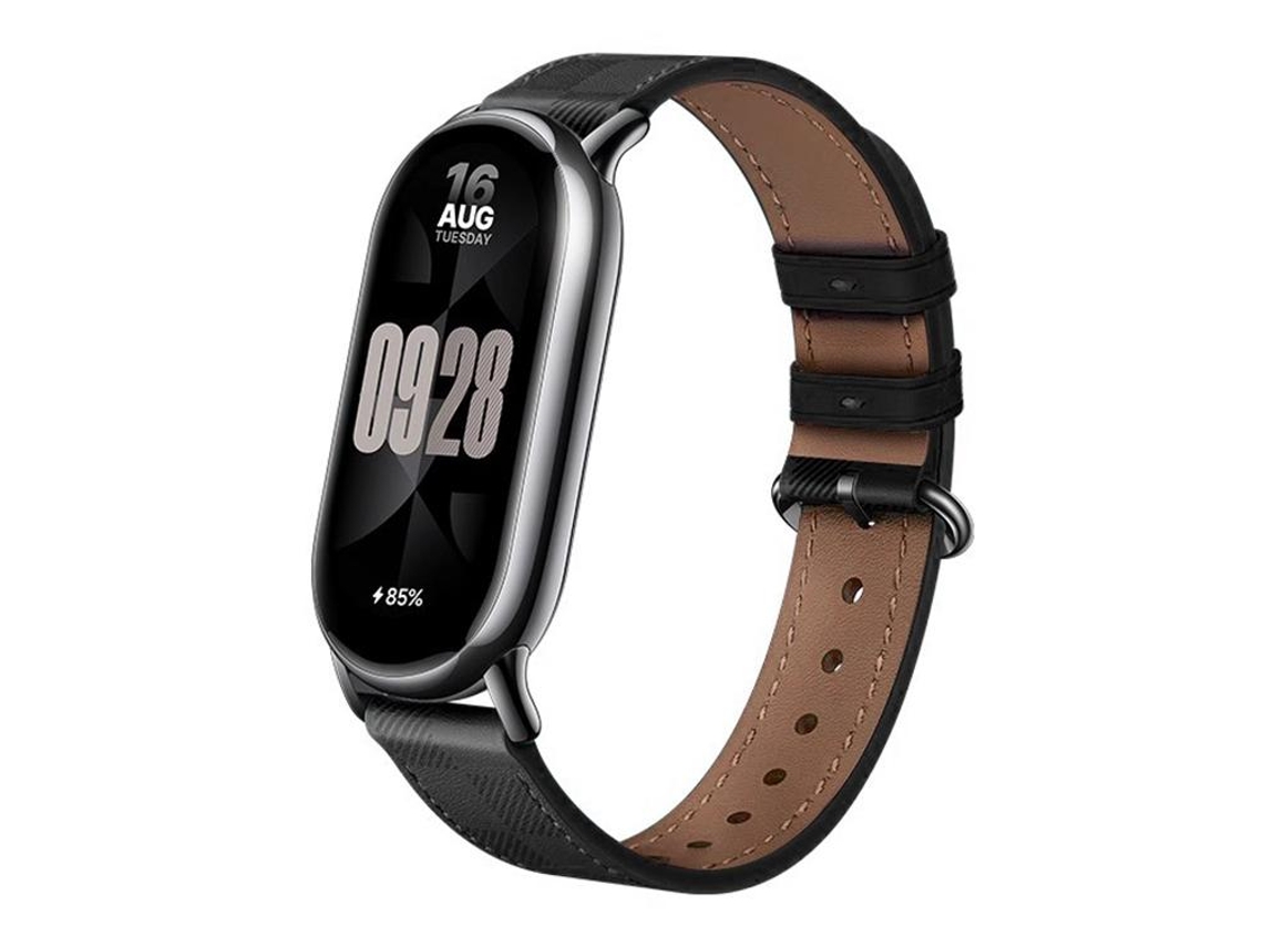 Correa para Xiaomi Smart Band 10/9/8 - Piel - Textura a cuadros - Hebilla de acero plateado