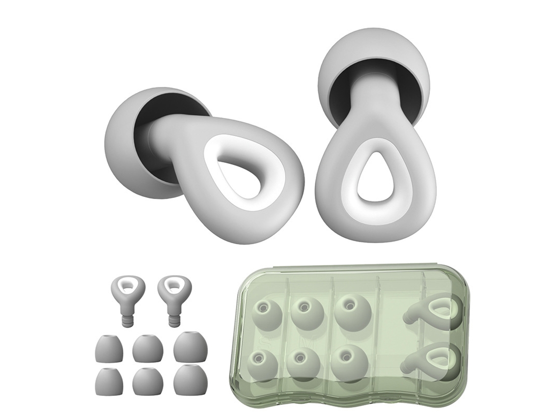Tapones para los oídos de silicona con cancelación de ruido Yuysan, resistentes al agua para nadar y dormir, tamaño completo ES300, color gris.
