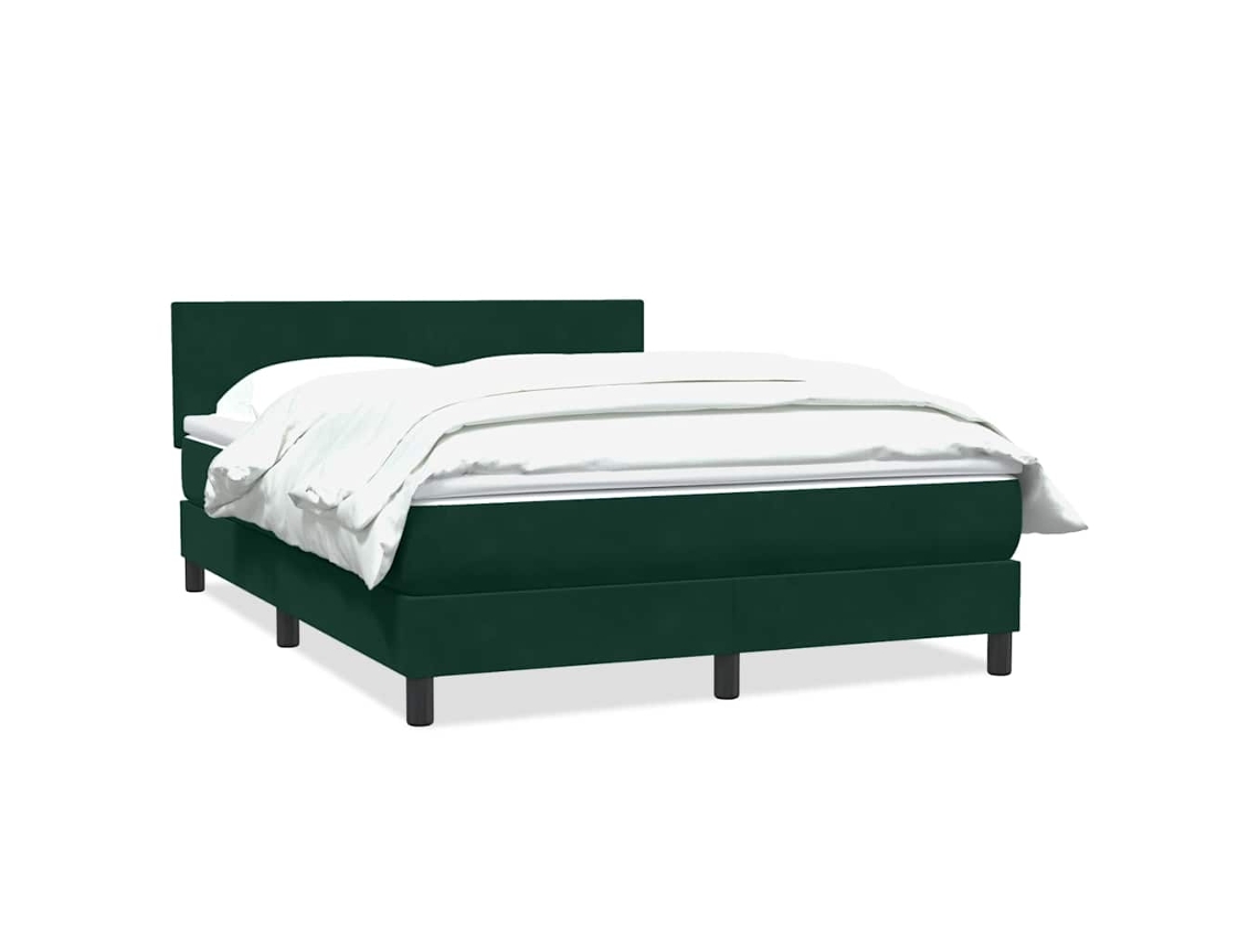 Maison Exclusive - Cama Box Spring Con Colchón Terciopelo Verde Oscuro 160x220 Cm