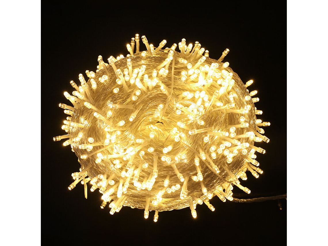 Guirnalda de luces LED Pixel de 100 m con 600 LED, iluminación de 360 ​​grados, cable de cobre (luz blanca cálida), ORBITRA COMMERCE (LED dentro de las bombillas)