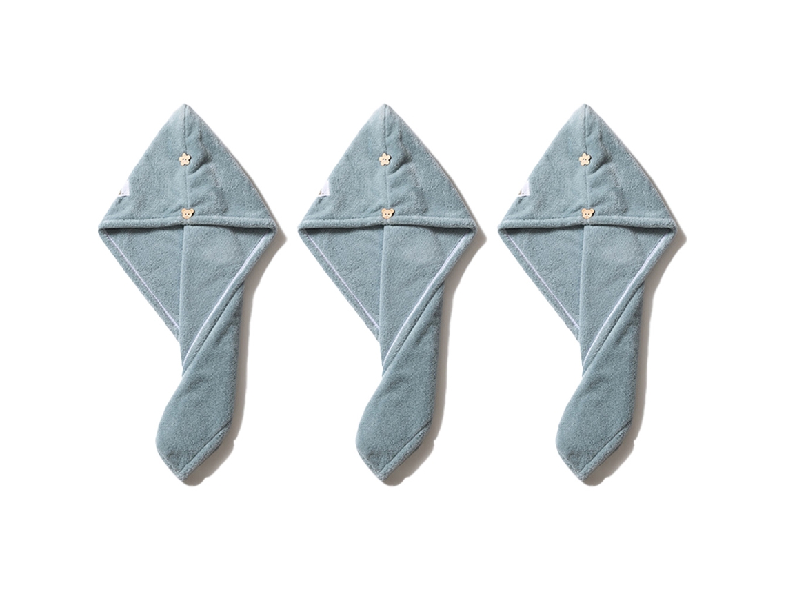 Conjunto de Toalla KOFIHETY Súper Absorbente Turbante Cabello Azul - 3pcs (Talla Única)