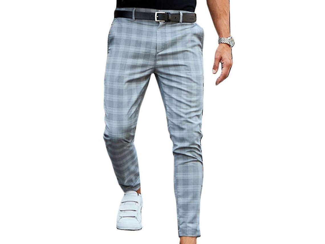 2026-pantalones Chino De Cuadros Slim Para Hombre, Formales Empresariales, Tela De Poliéster