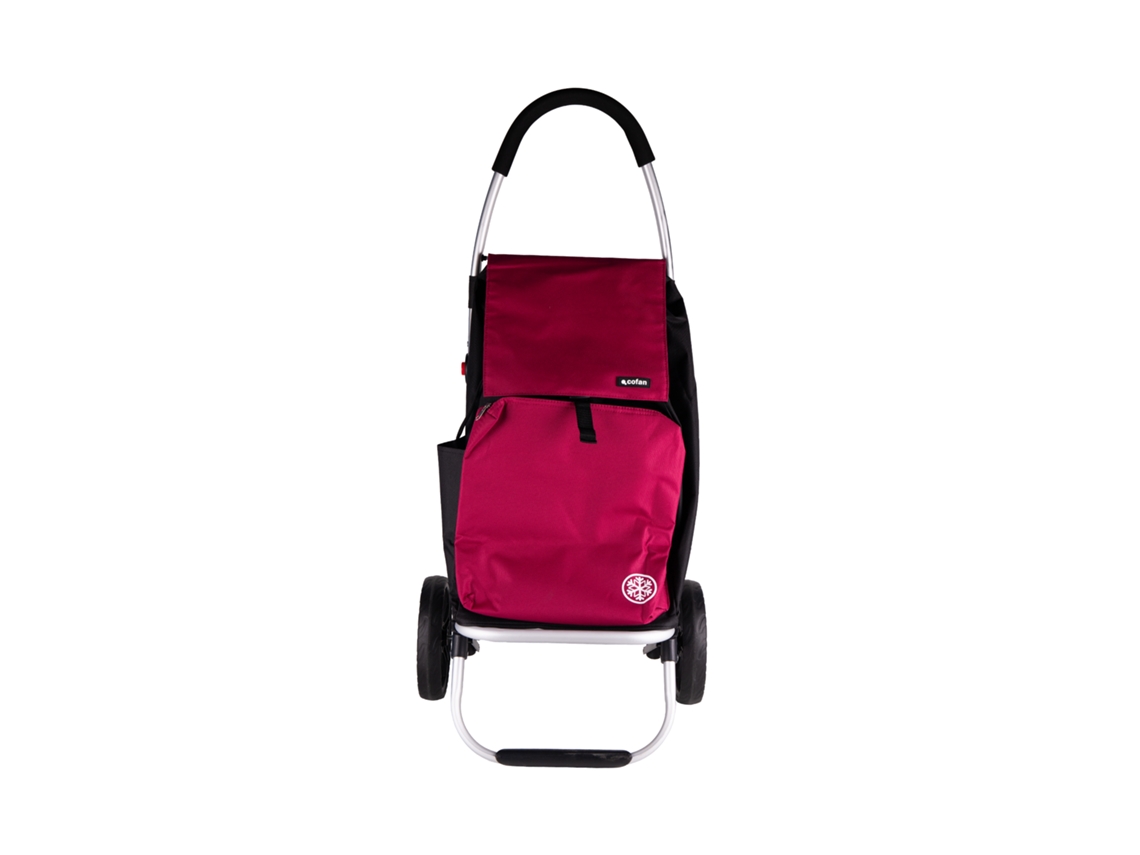 Carro de compra doble con 2 ruedas, material aluminio, bolsa de 43 litros, bolsa de congelación, pegamento, extensible, negro y marrón, maletero