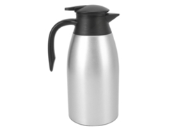 Jarra térmica de acero inoxidable 304, 2 l, tapa hermética, práctica y plateada.