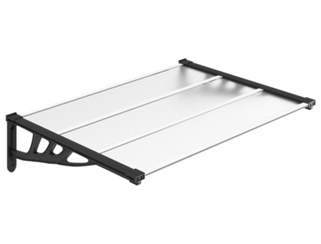 Marquesina puerta policarbonato negro y transparente 122x90 cm VIDAXL