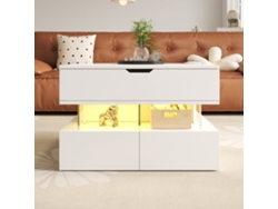 Mesa De Centro Elevable 16 Colores - Vidrio, Soportes Acrílicos - Blanco