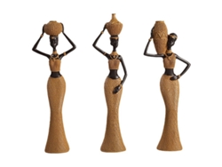 Figura femenina retro en resina con patrón trenzado para decoración de sala de estar.