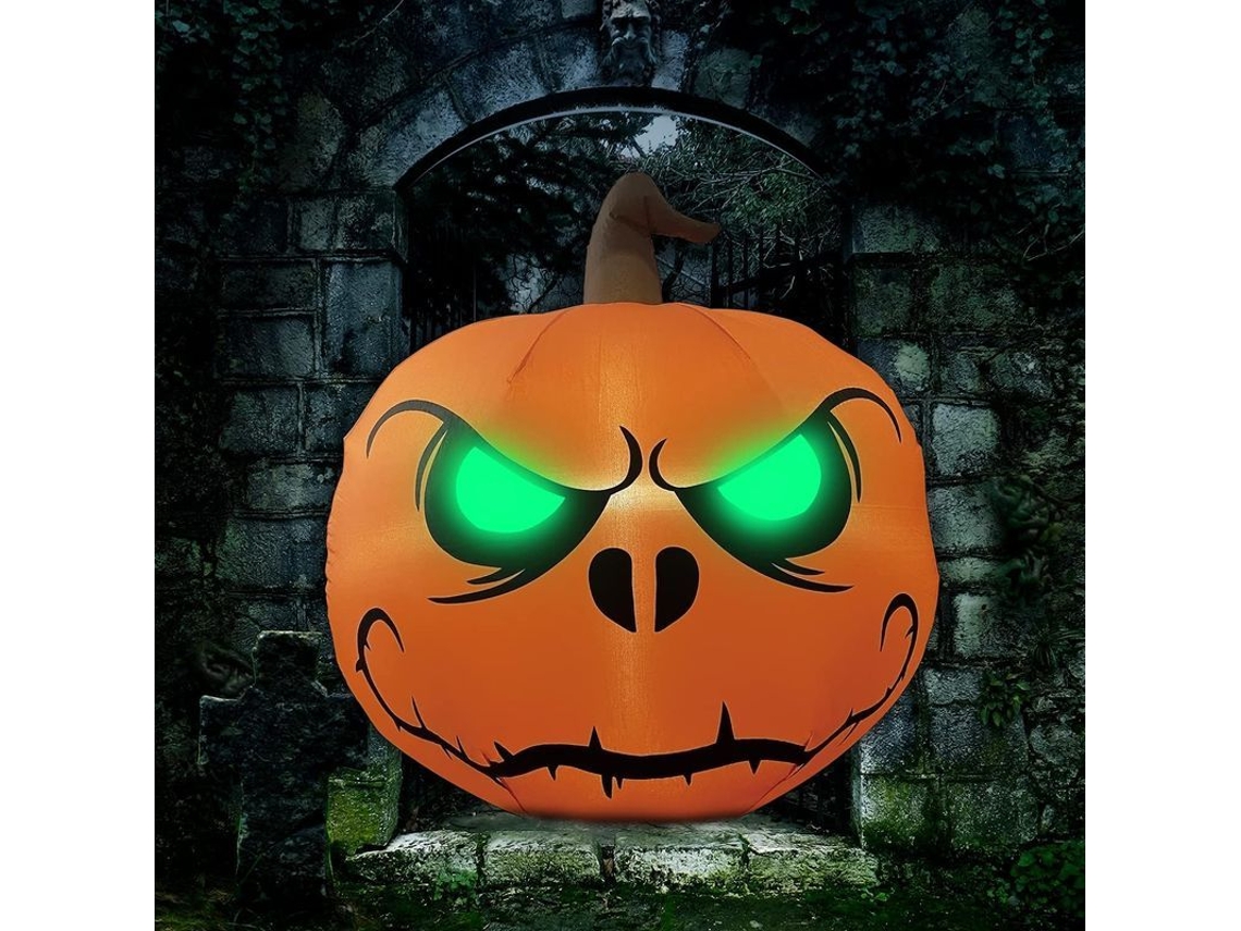 Decoración Inflable De Calabaza De Halloween De 1,2 Metros Con Ojos Verdes Y Luces Led Para Jardín.