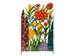 Panel decorativo de valla de jardín de hierro con flores