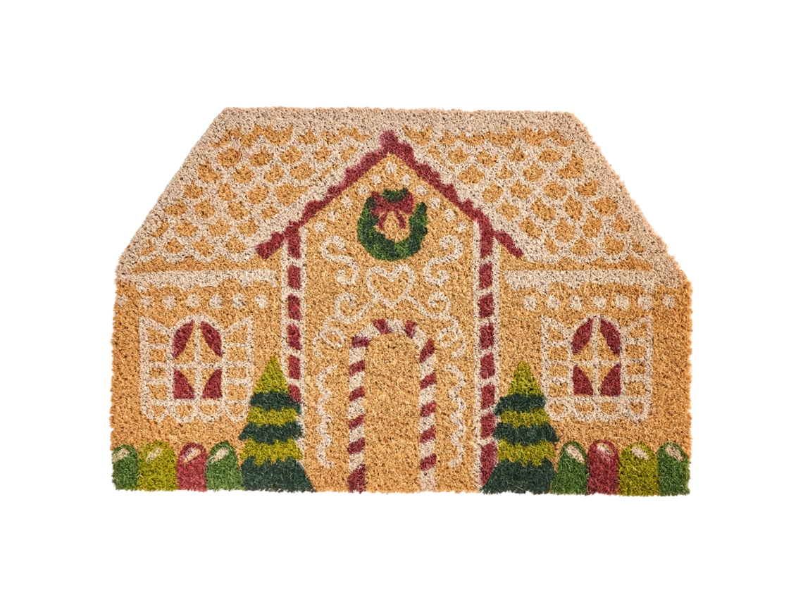Tapete De Entrada Selatna 40 X 60 Cm Padrão Natalicio Fibra De Coco