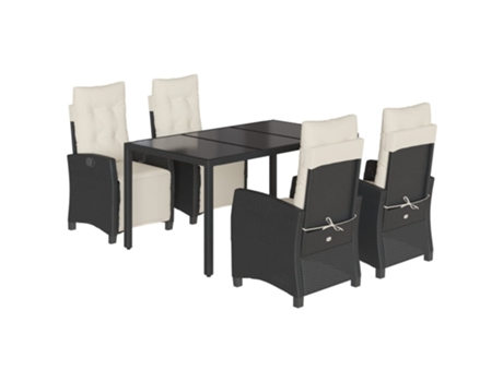 Conjunto 5 de muebles jardín VIDAXL con cojines ratán sintético negro