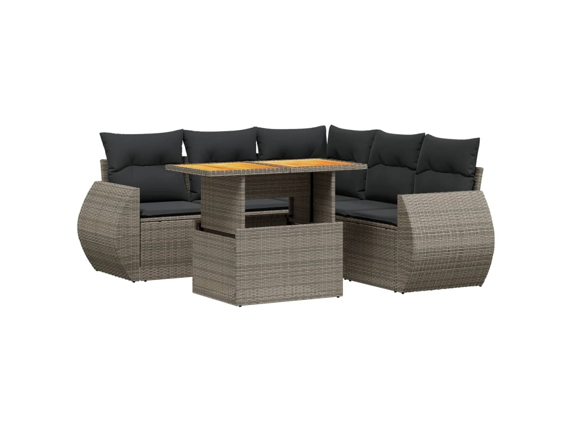 Conjunto 6 de muebles de jardín VIDAXL y cojines ratán sintético gris