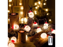 Luces Navideñas Con Cabeza De Papá Noel, 20 Led, 3 M, Funcionan Con Pilas, Decoración Para El Hogar, Jardín Y Fiestas.