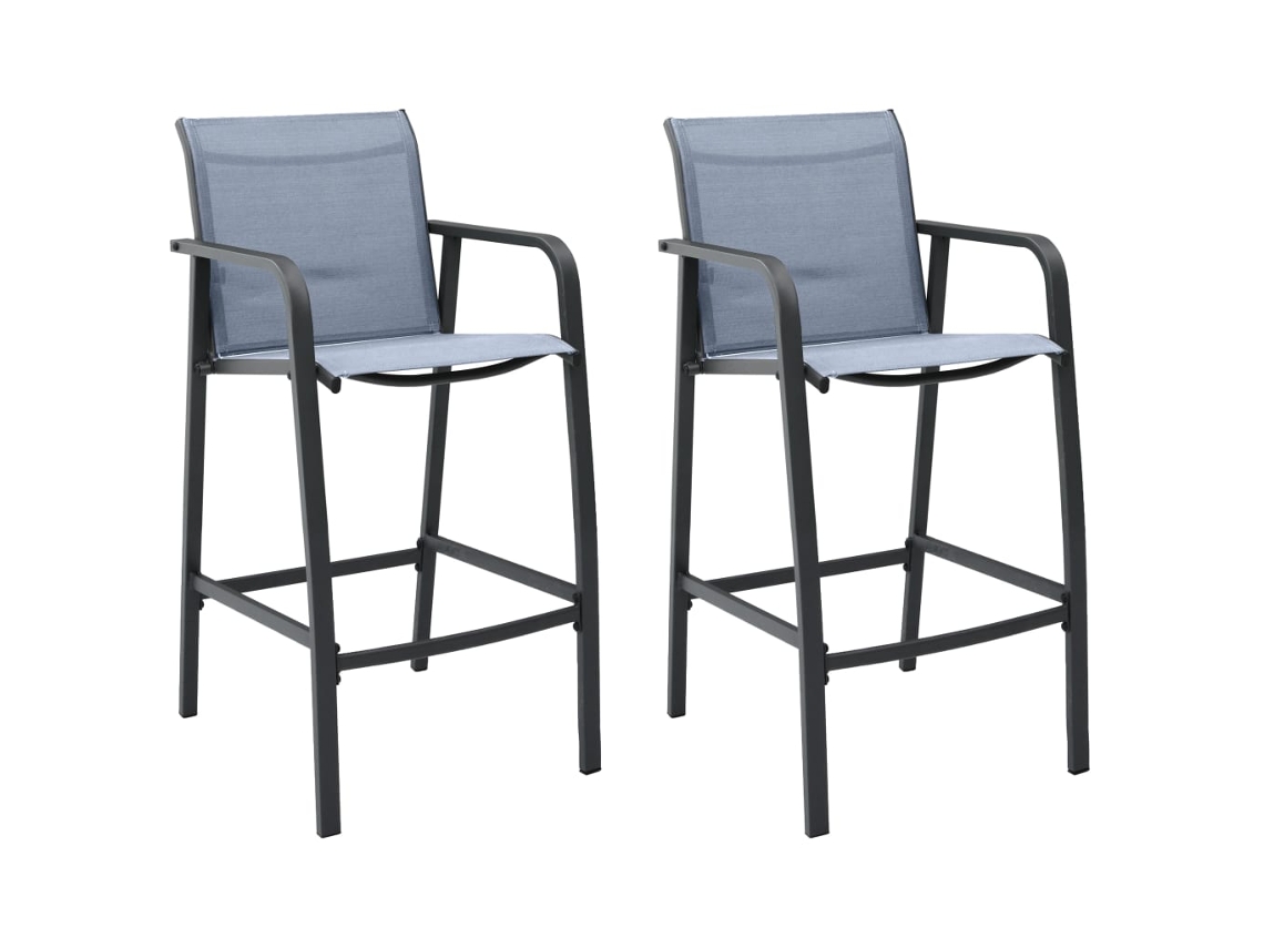 Dkd Home Decor - Juego de 2 sillas de bar para jardín en textileno gris