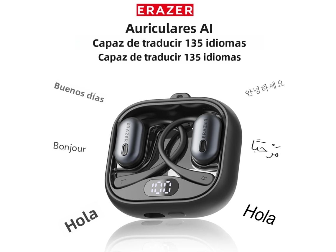 (negro) Auriculares Inalámbricos Bluetooth, Auriculares Deportivos, Con Traductor De Ia Y Ganchos Suaves Para La Oreja