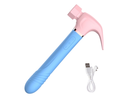 Vibrador telescópico de succión 4 en 1, dispositivo de masturbación femenina (azul rosa) YIZHOOD