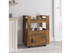 Carrito De Cocina Madera Contrachapada Roble Ahumado 60x45x80cm