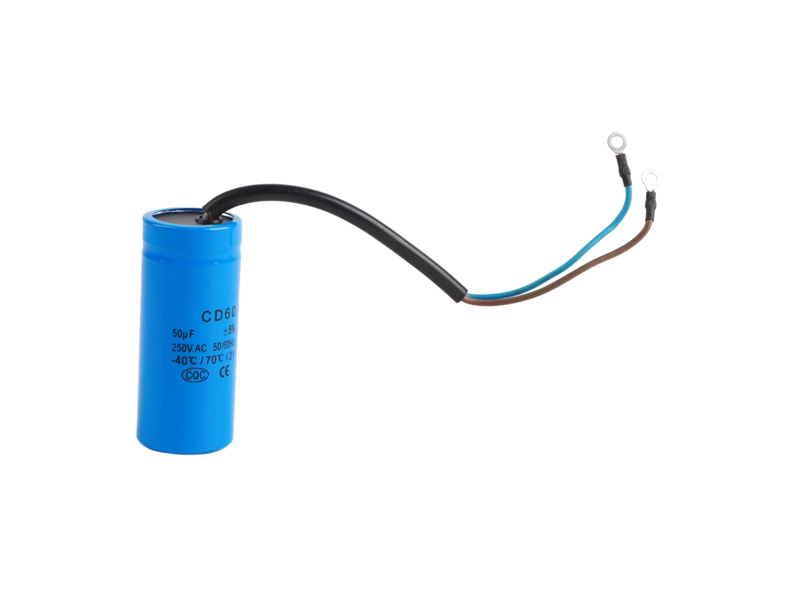 Condensador Cd60 Run De 50uf 50/60hz Con Cable Para Motor De Compresor De Aire