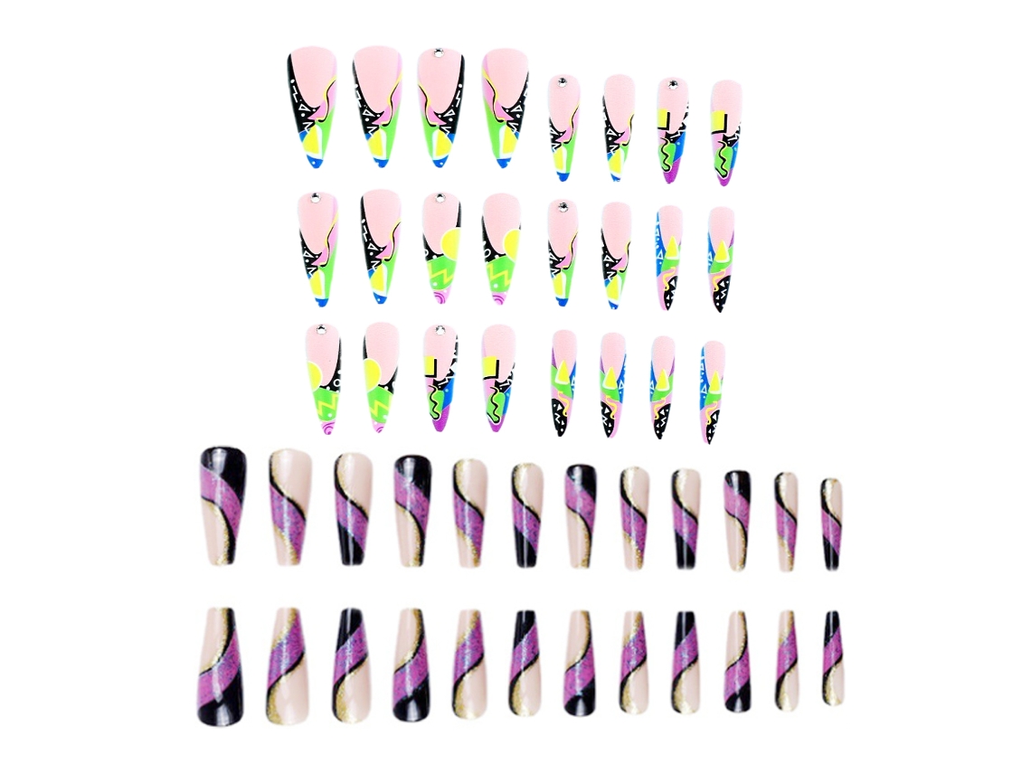 Dos paquetes de pegatinas para uñas con patrones seleccionables, pegatinas de corazón en llamas con pegamento de gelatina reutilizable NEVEANCE