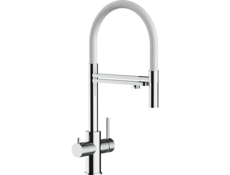 Grifo de cocina VIZIO 5 Vias Tubo Giratória 360° Acero pulido Blanco (Acero)