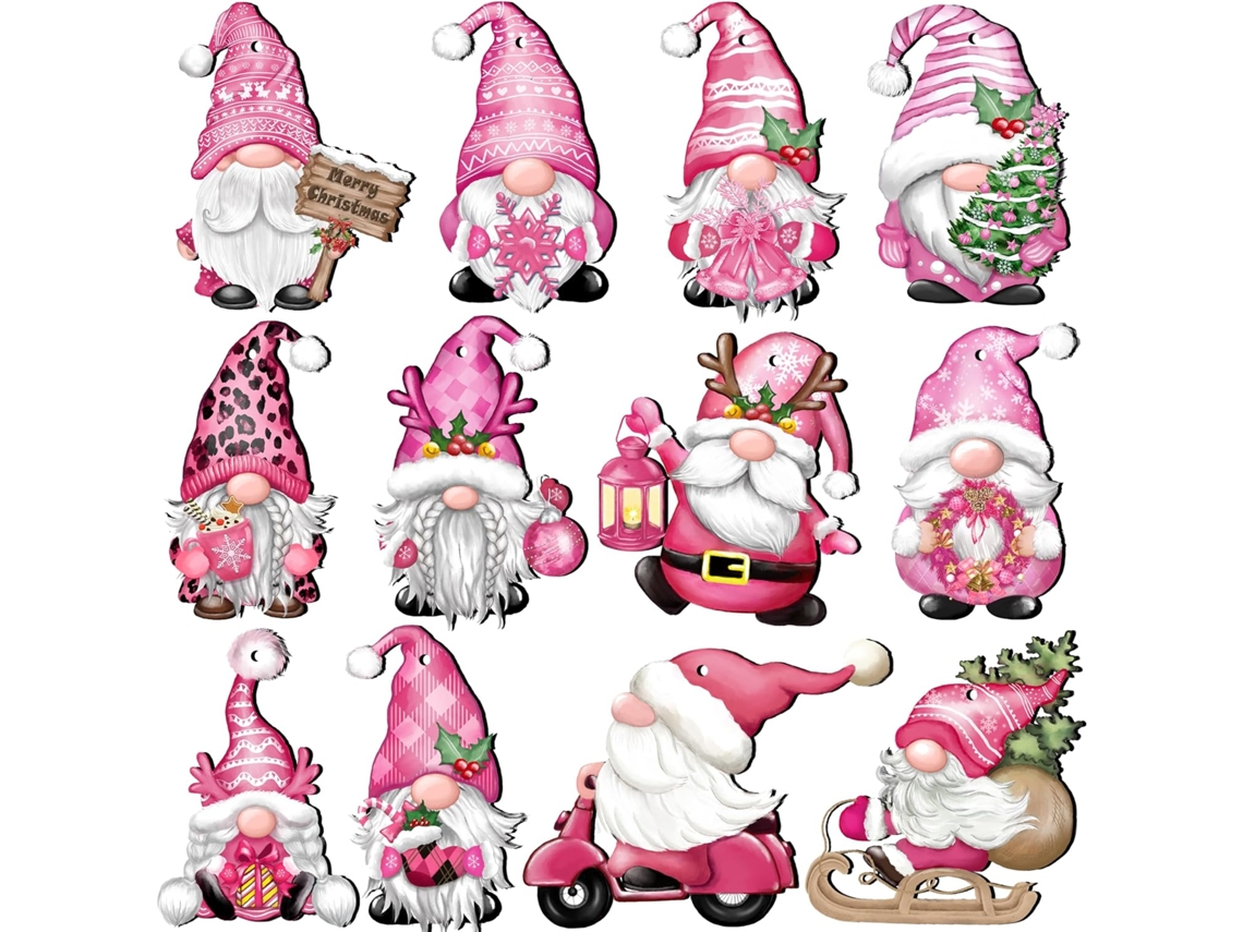 Adornos navideños de madera: figuras de gnomos y Papá Noel para las fiestas navideñas