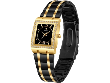 VEANXIN Relojes de pulsera con pulsera de acero inoxidable plateado para mujer-Oro blanco