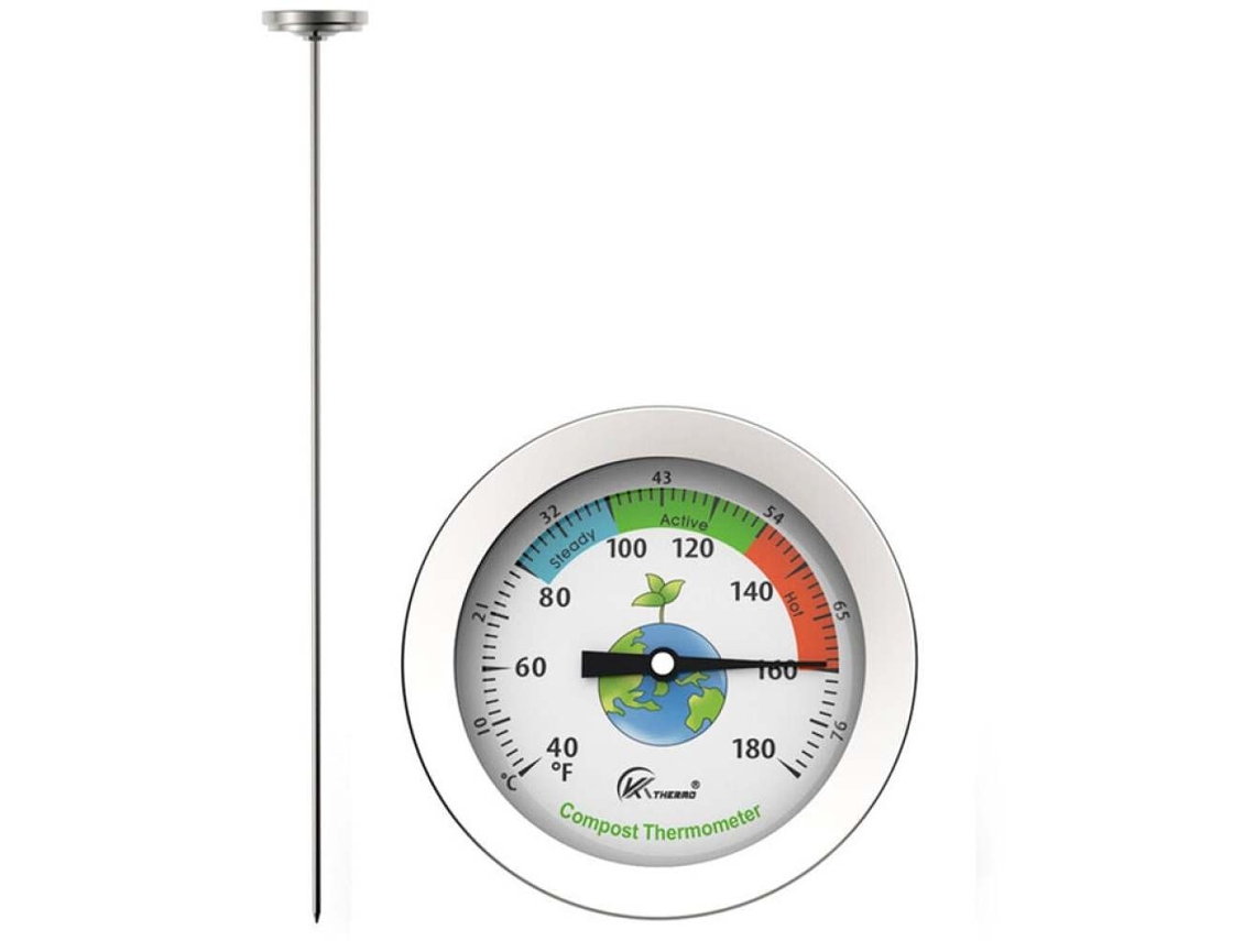 MEOIRUERY Termómetro para Compost de 50 cm con Sonda de Acero Inoxidable Alimentario