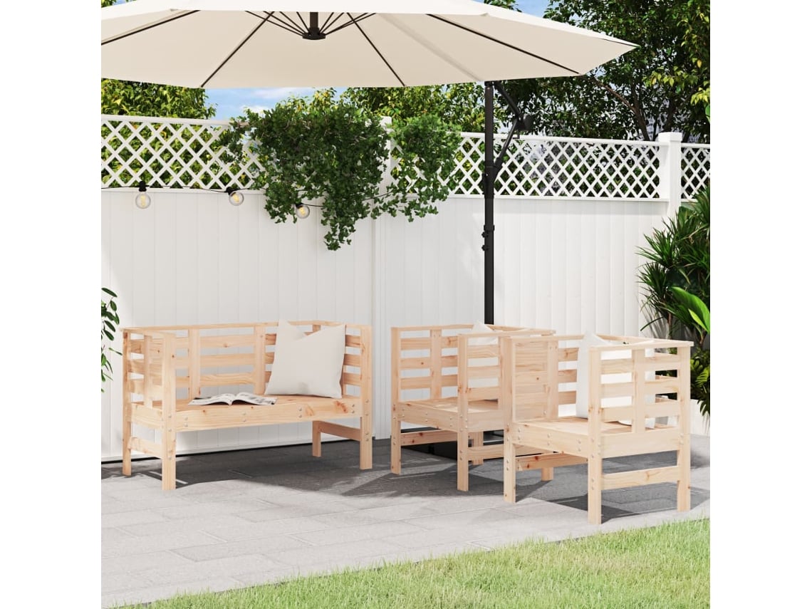 Conjunto de salón de jardín de 2 piezas de madera maciza de pino Dkd Home Decor