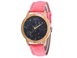 Reloj De Cuarzo Casual Con Correa De Mezclilla Zhoulianfa, Patrón De Cielo Estrellado, Rosa