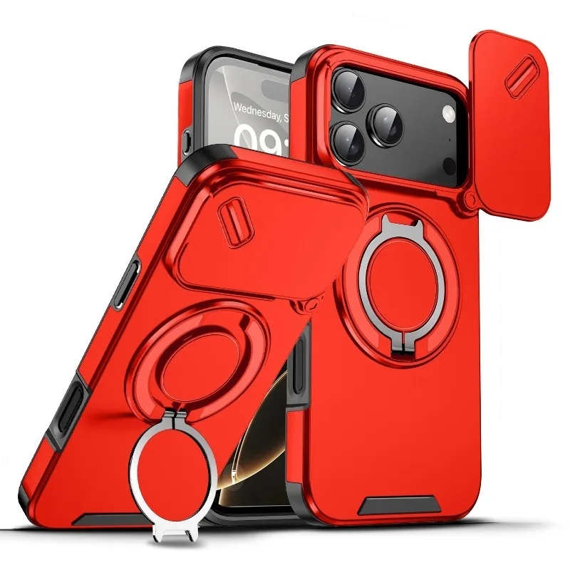 (iphone 17 Air, Rojo) Funda Magnética Para Iphone, Diseño Deslizante, Resistente A Golpes Y Caídas.