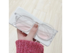 Gafas De Montura Grande Con Filtro De Luz Azul Para Videojuegos Y Uso De Ordenador - Moda Femenina - Blanco Rosado Transparente - 0 Dioptrías