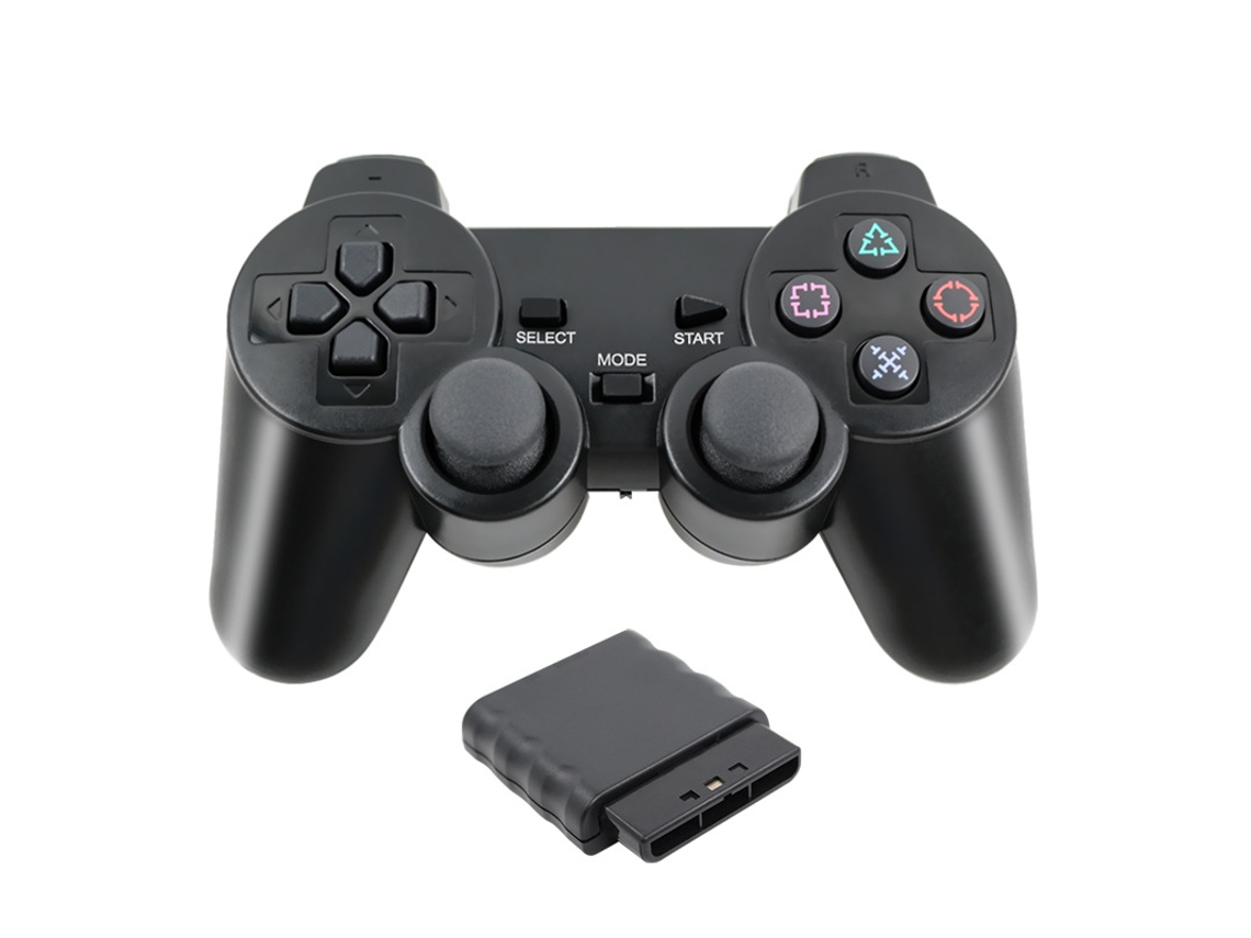 Mando Inalámbrico Ps2 2.4g Doble Vibración Con Receptor Negro Cuich