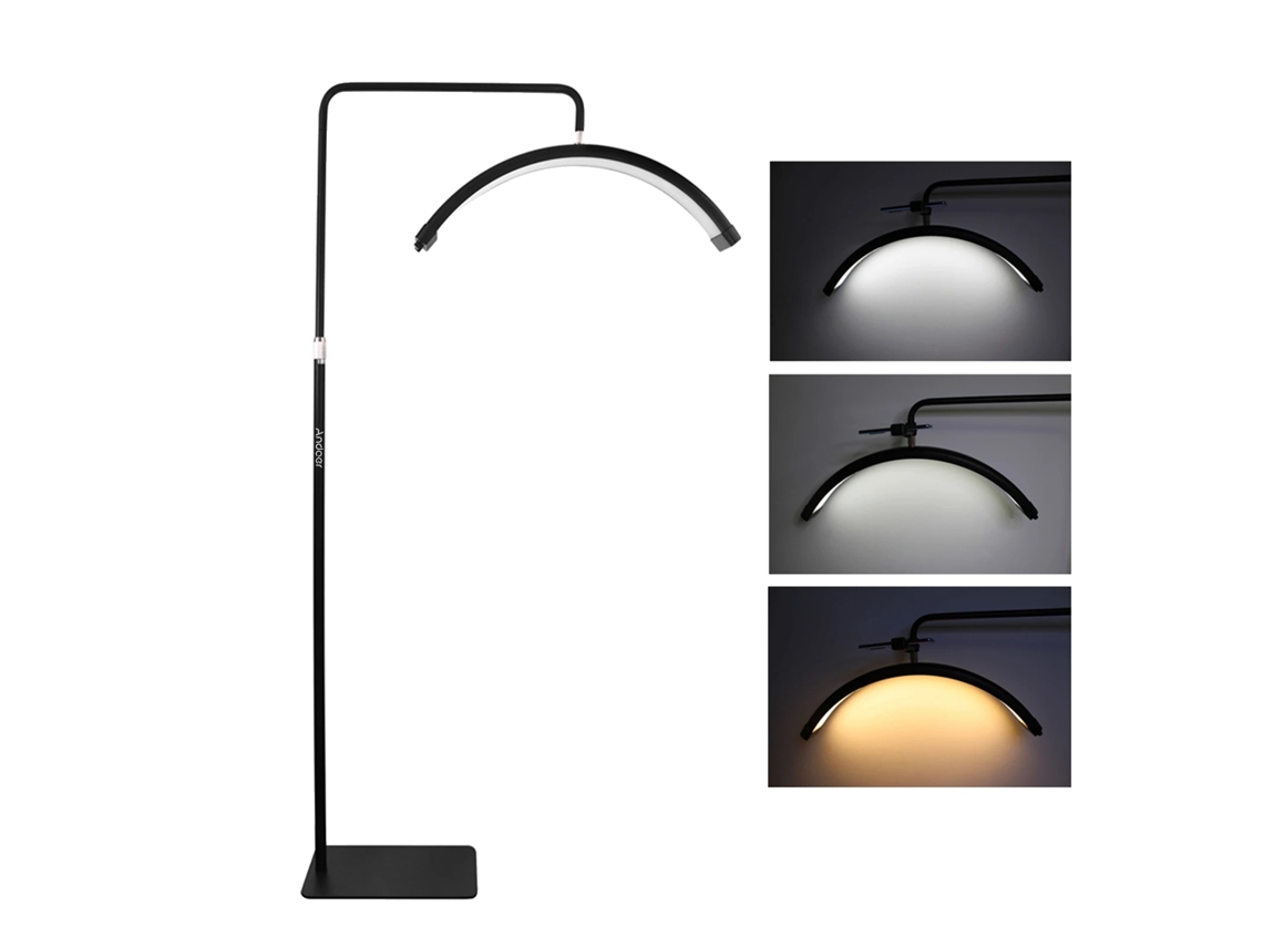 Luz de video Andoer HD M6X, brillo regulable, temperatura de color ajustable, enchufe UE, negro, OEM