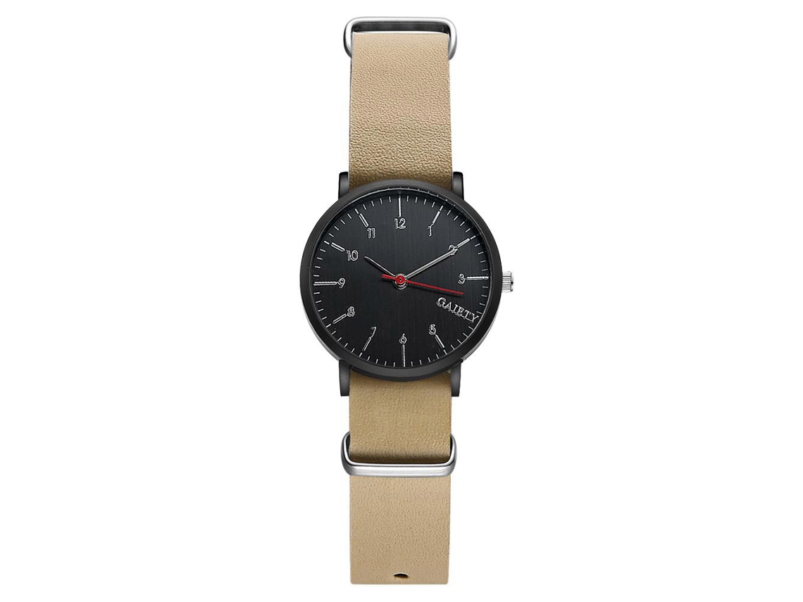 Reloj De Cuarzo Analógico Casual Para Hombre Con Correa De Pu, Dial Redondo Simple (beige)