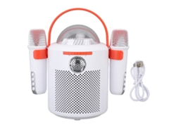 2026-máquina De Karaoke Mini Con 2 Micrófonos Inalámbricos Altavoz Bluetooth Portátil Sistema Para Fiesta En Casa Camping Blanco