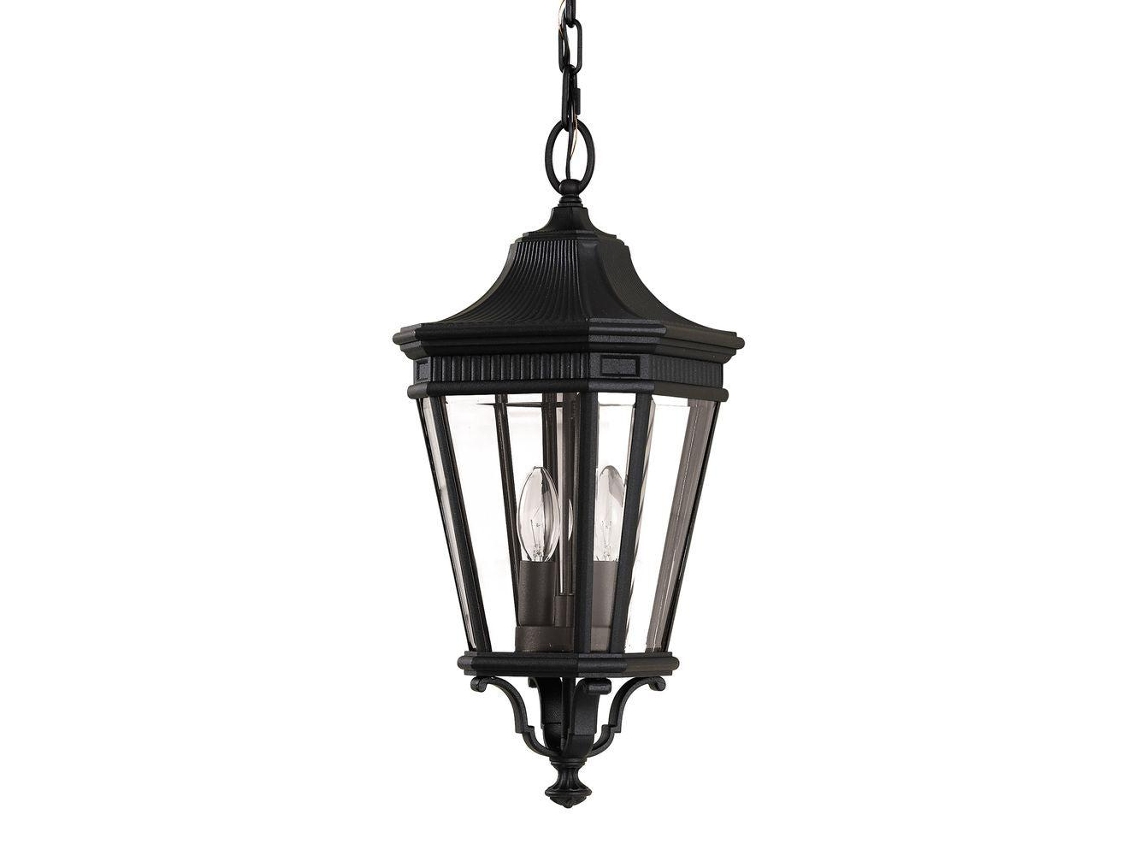 FEISS de luz de techo al aire libre (Fe-CotsLN8-M-BK) Cotswold Lane Cast-Cast Aluminum, Glass E14 2 Bulbs
