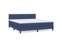 Maison Exclusive - Cama Box Spring Con Colchón Tela Azul 160x200 Cm