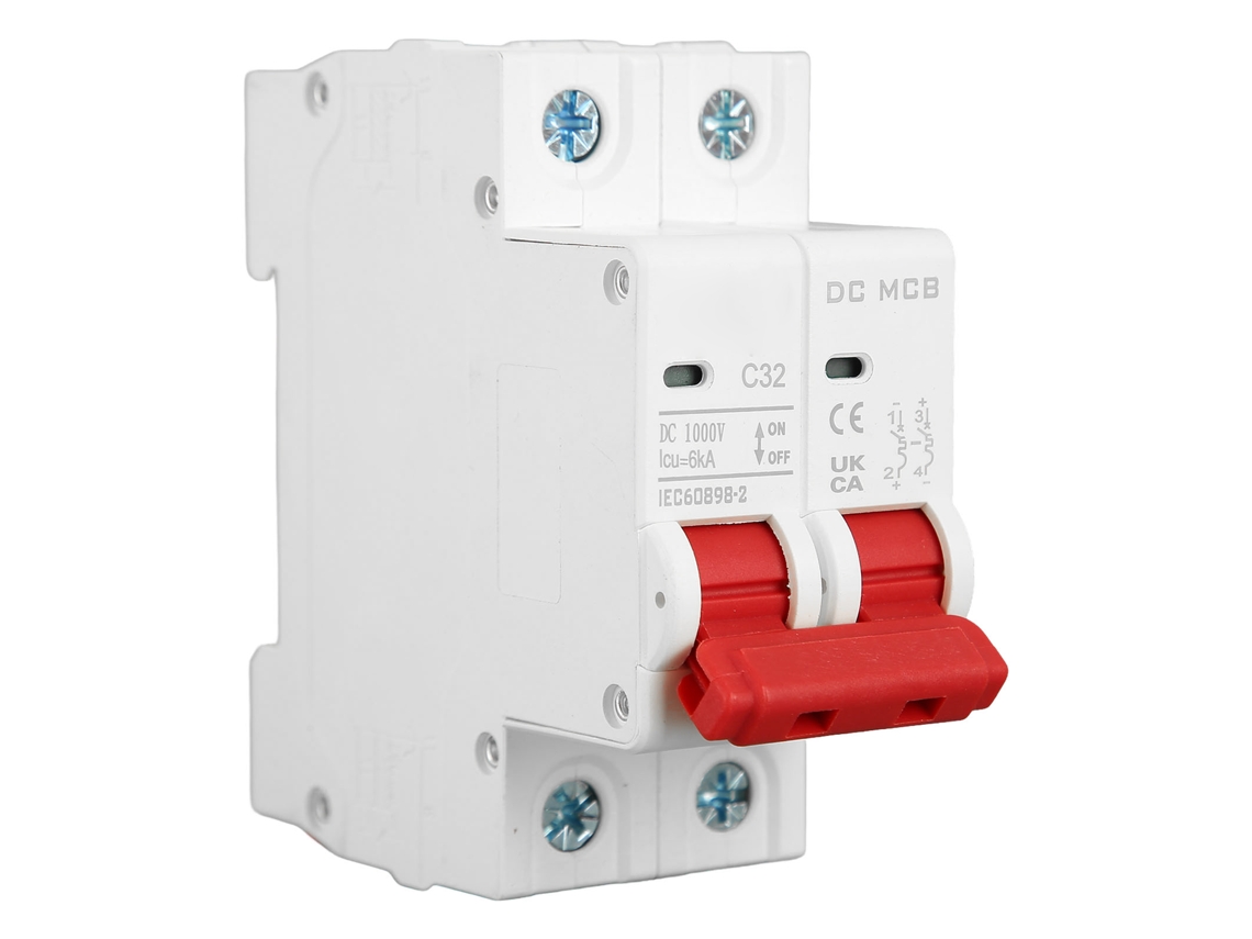 Veloriskku-disjuntor De Circuito Miniatura Dc 2p 32a 1000v 6000a Para Sistema Solar Pv Din Rail
