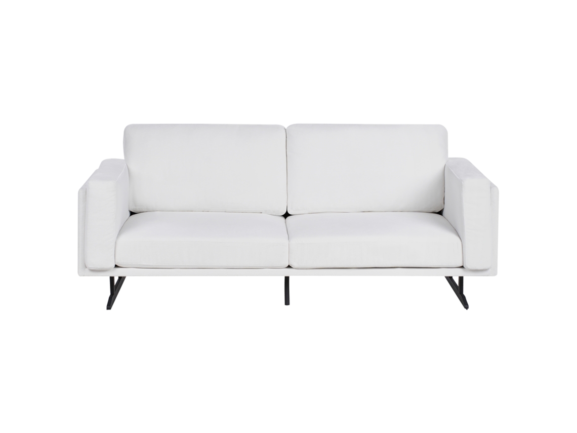 Sofá 3 Plazas Beliani Blanco Poliester Idre 202x80x81