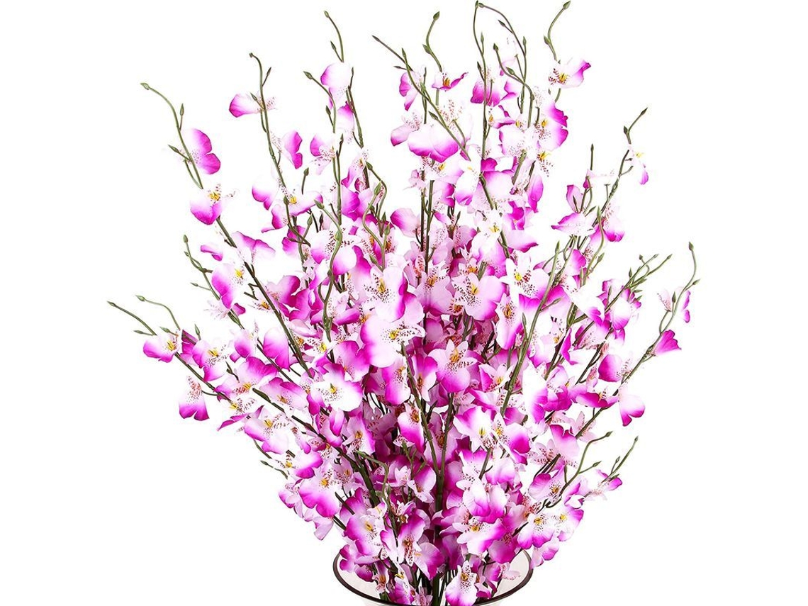 Lote De 10 Orquídeas Artificiales De Seda Moradas Para Decoración De Bodas, Hogares Y Oficinas.